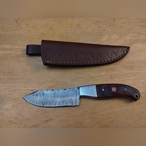 New Men's Handmade Damascus Steel Knife w/ Sheath | Hunting Camping Fixed Blade